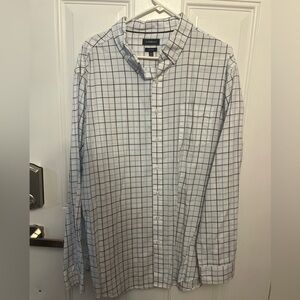 Croft & Barrow Men's White and Blue Plaid Dress Shirt Easy Care XXL